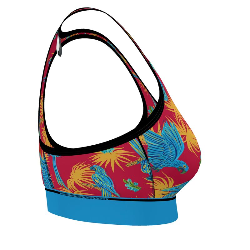 Tropical Macaw Samba Red Women's Low Impact Sports Bra
