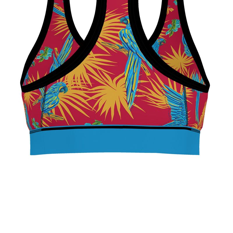 Tropical Macaw Samba Red Women's Low Impact Sports Bra