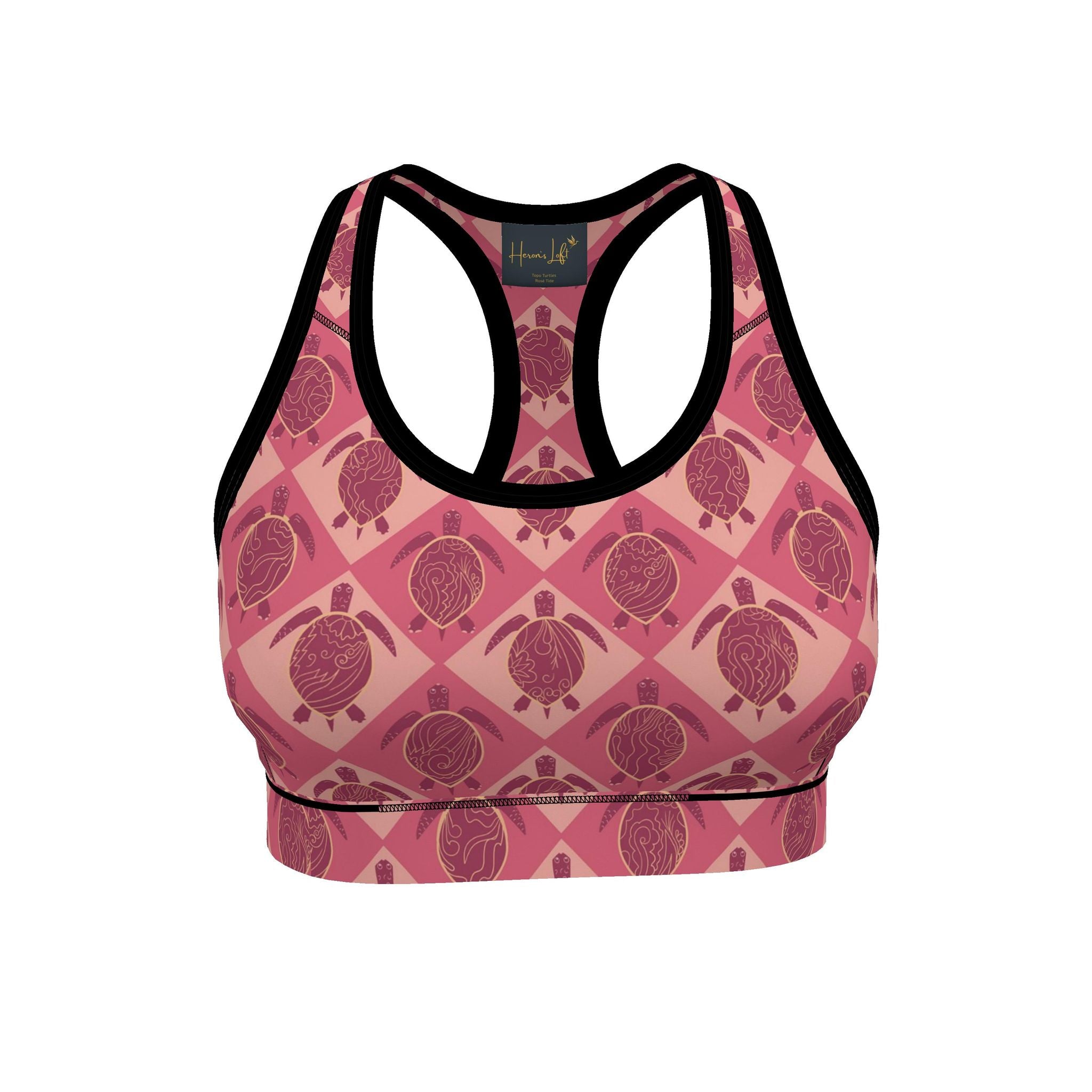 Women's Low Impact Sports Bra — Topo Turtles Rosé Tide