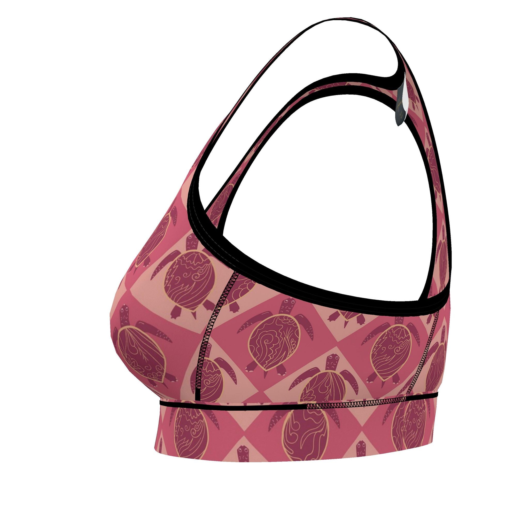 Women's Low Impact Sports Bra — Topo Turtles Rosé Tide