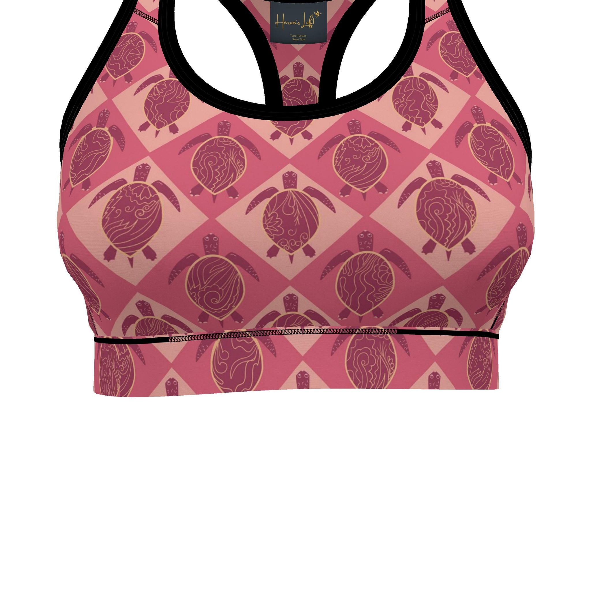 Women's Low Impact Sports Bra — Topo Turtles Rosé Tide