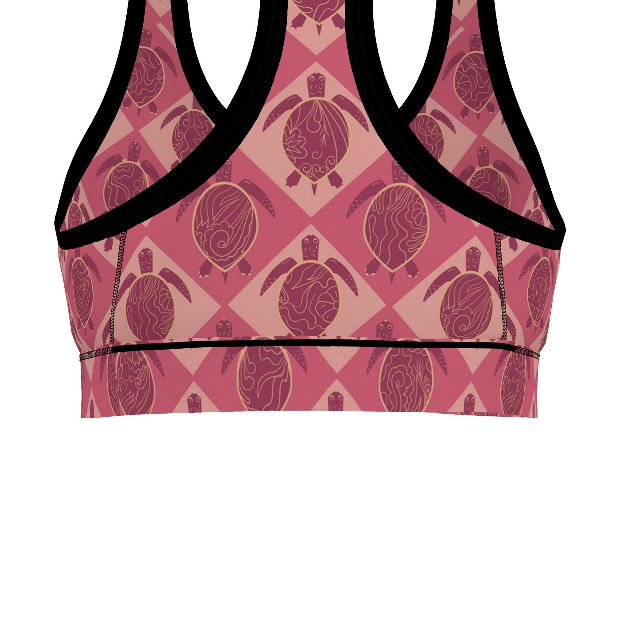 Women's Low Impact Sports Bra — Topo Turtles Rosé Tide