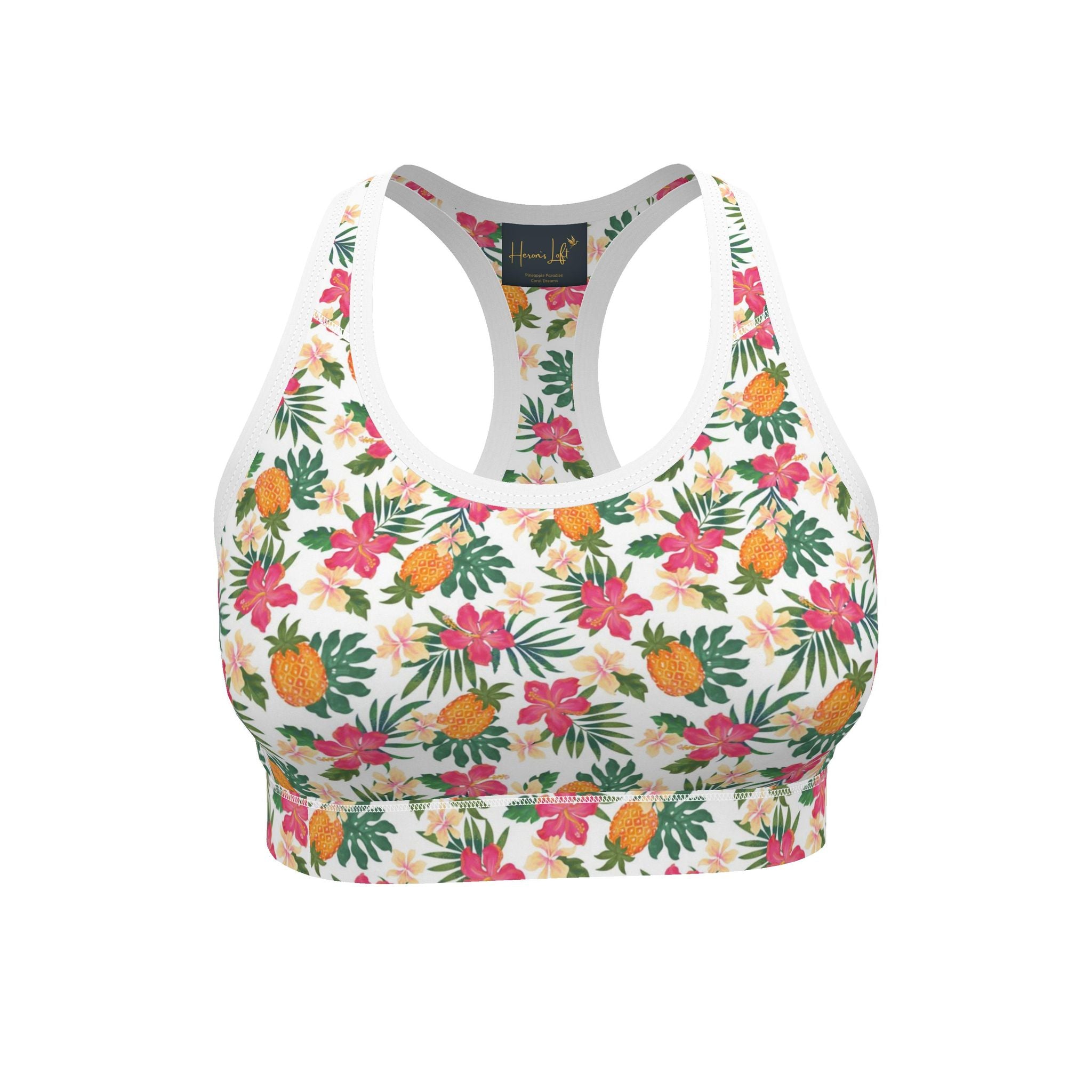Women's Low Impact Sports Bra — Pineapple Paradise Coral Dreams