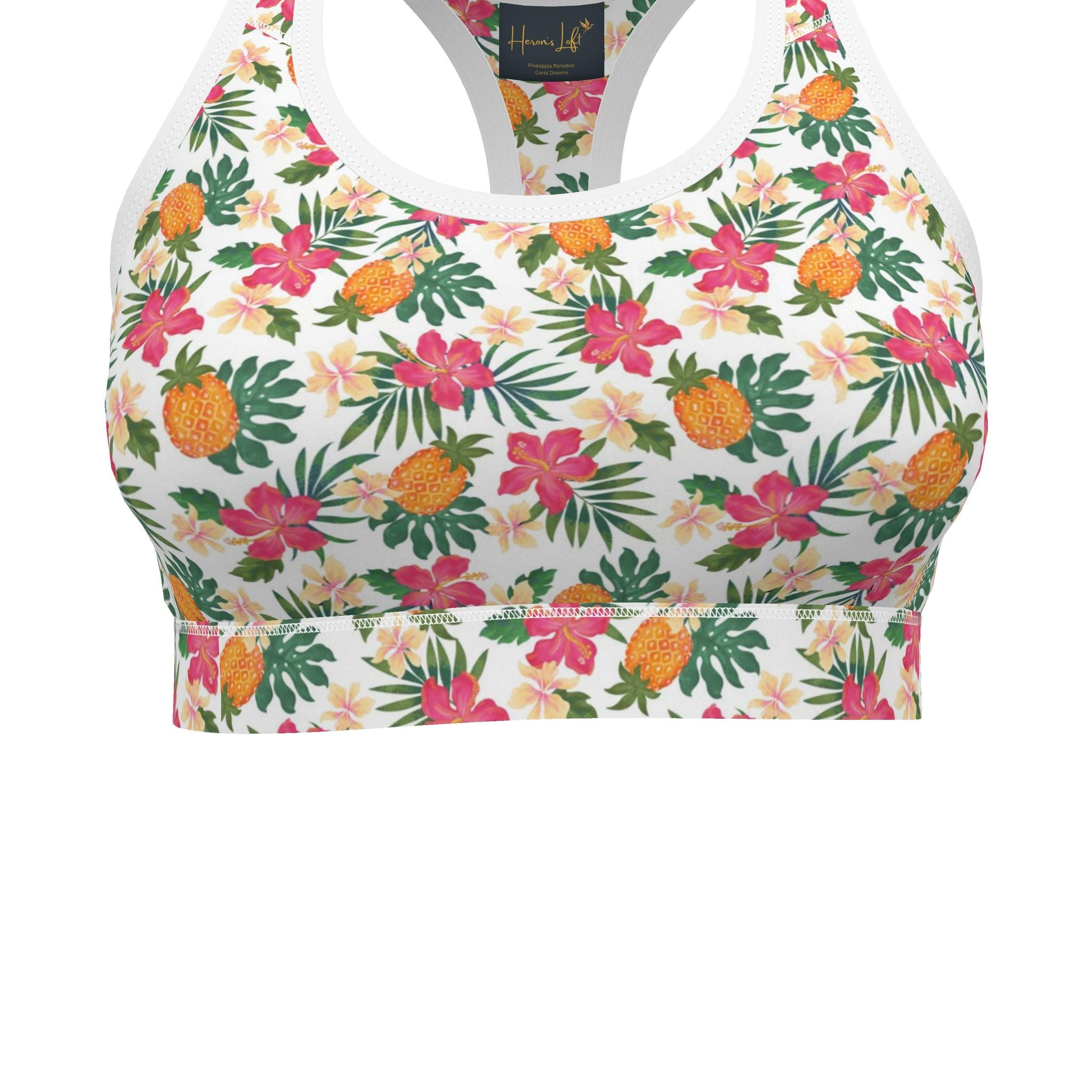 Women's Low Impact Sports Bra — Pineapple Paradise Coral Dreams