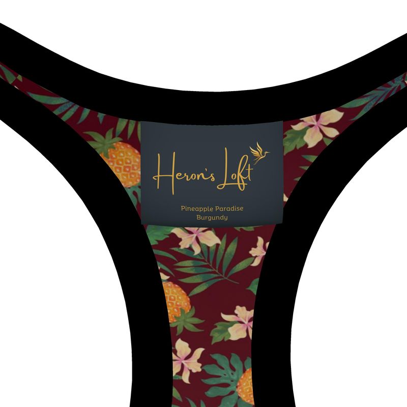 Pineapple Paradise Burgundy Women's Low Impact Sports Bra
