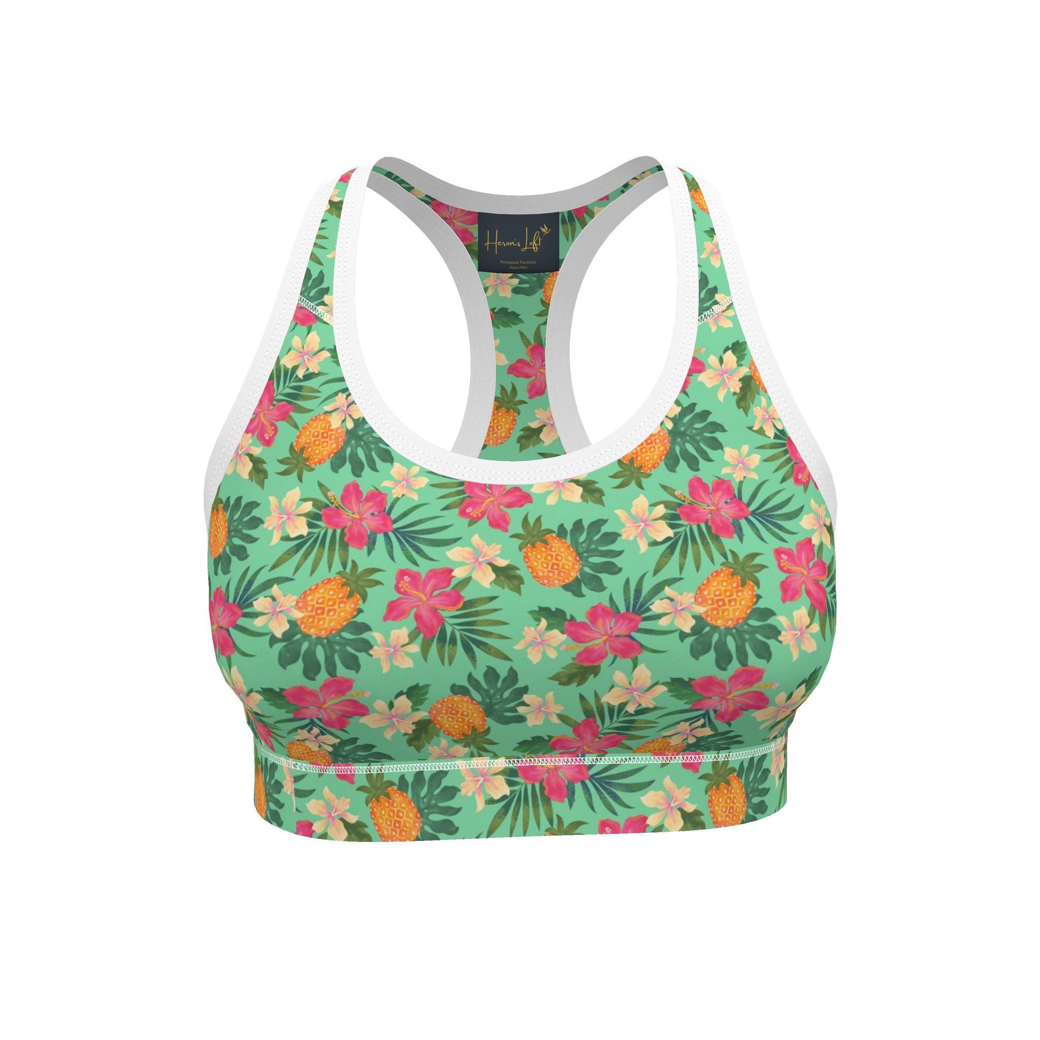 Women's Low Impact Sports Bra — Pineapple Paradise Aloe Mist