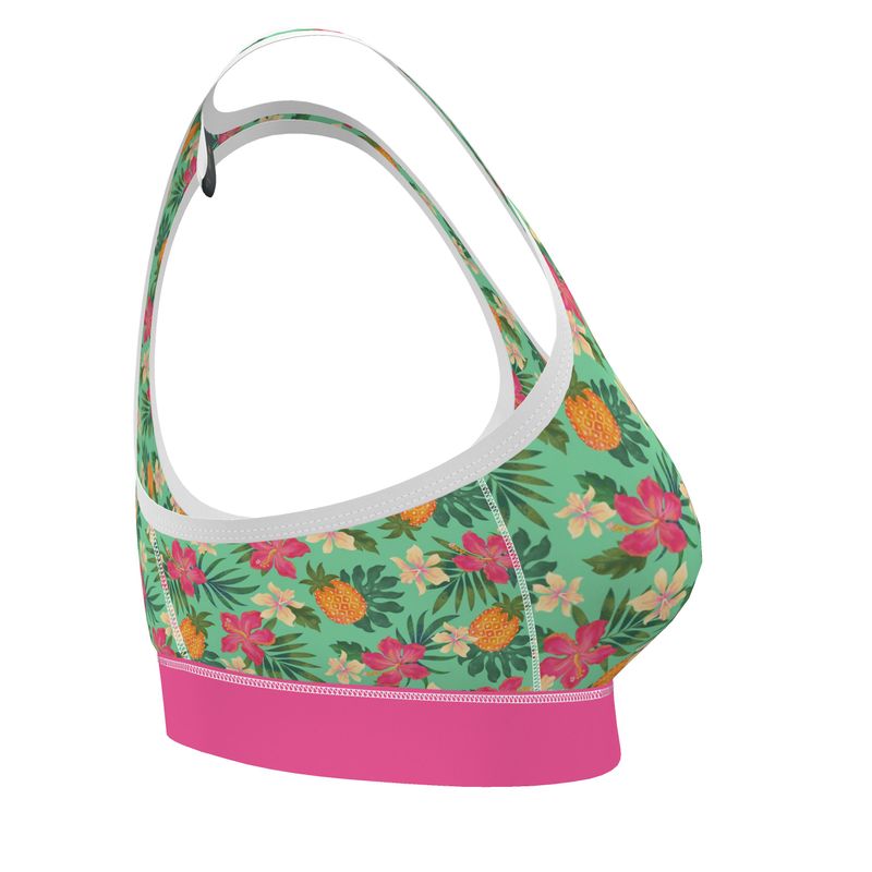 Pineapple Paradise Aloe Mist Women's Low Impact Sports Bra