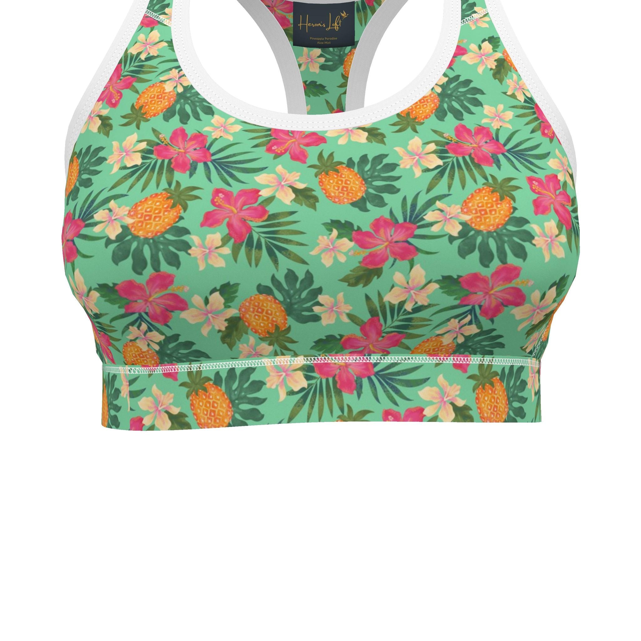 Women's Low Impact Sports Bra — Pineapple Paradise Aloe Mist