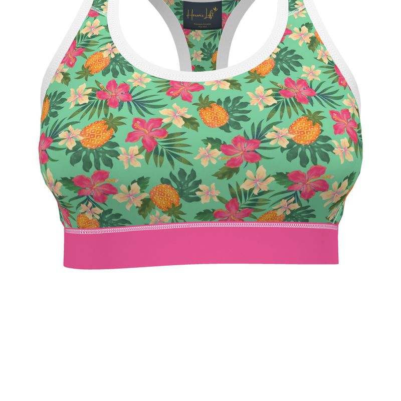 Pineapple Paradise Aloe Mist Women's Low Impact Sports Bra