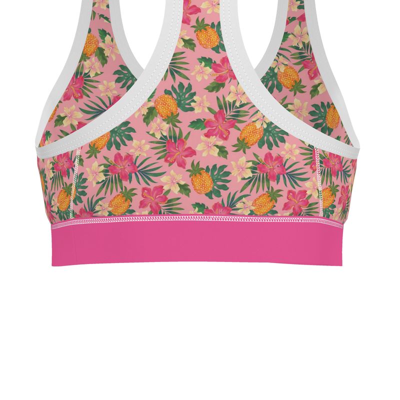 Pineapple Paradise Hibiscus Blush Women's Low Impact Sports Bra