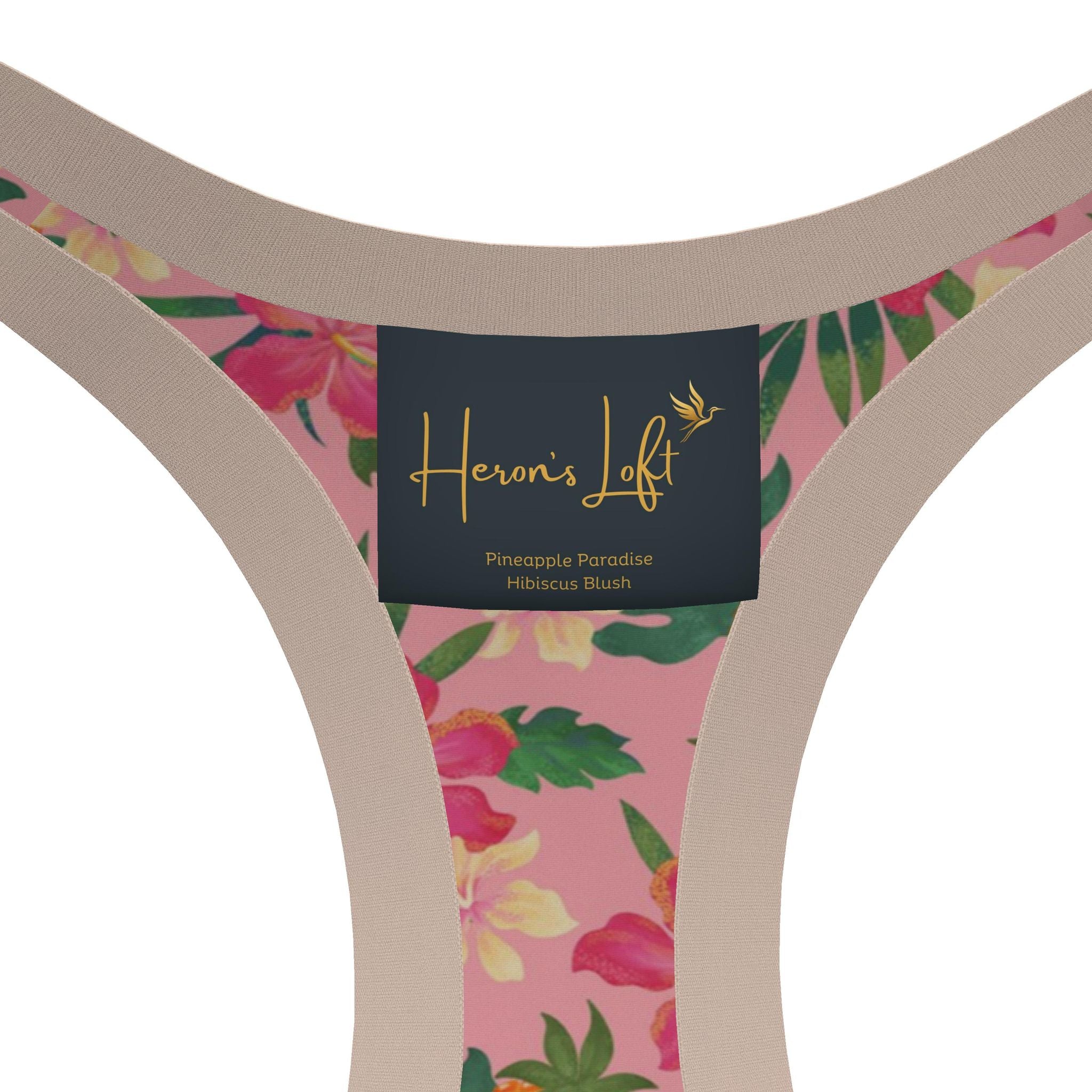 Women's Low Impact Sports Bra — Pineapple Paradise Hibiscus Blush