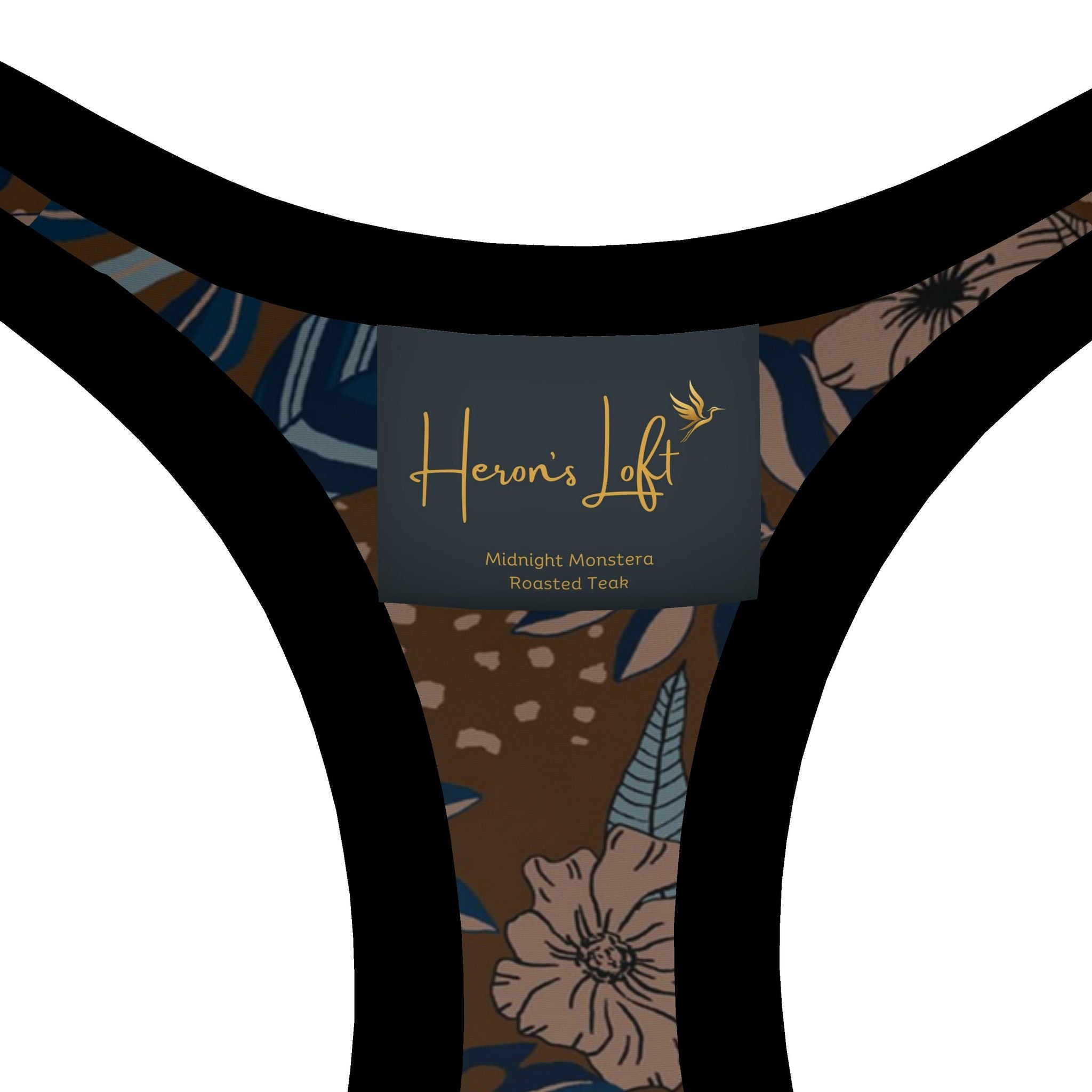 Women's Low Impact Sports Bra — Midnight Monstera Roasted Teak