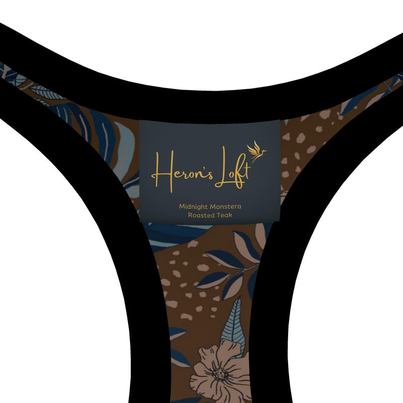 Midnight Monstera Roasted Teak Women's Low Impact Sports Bra