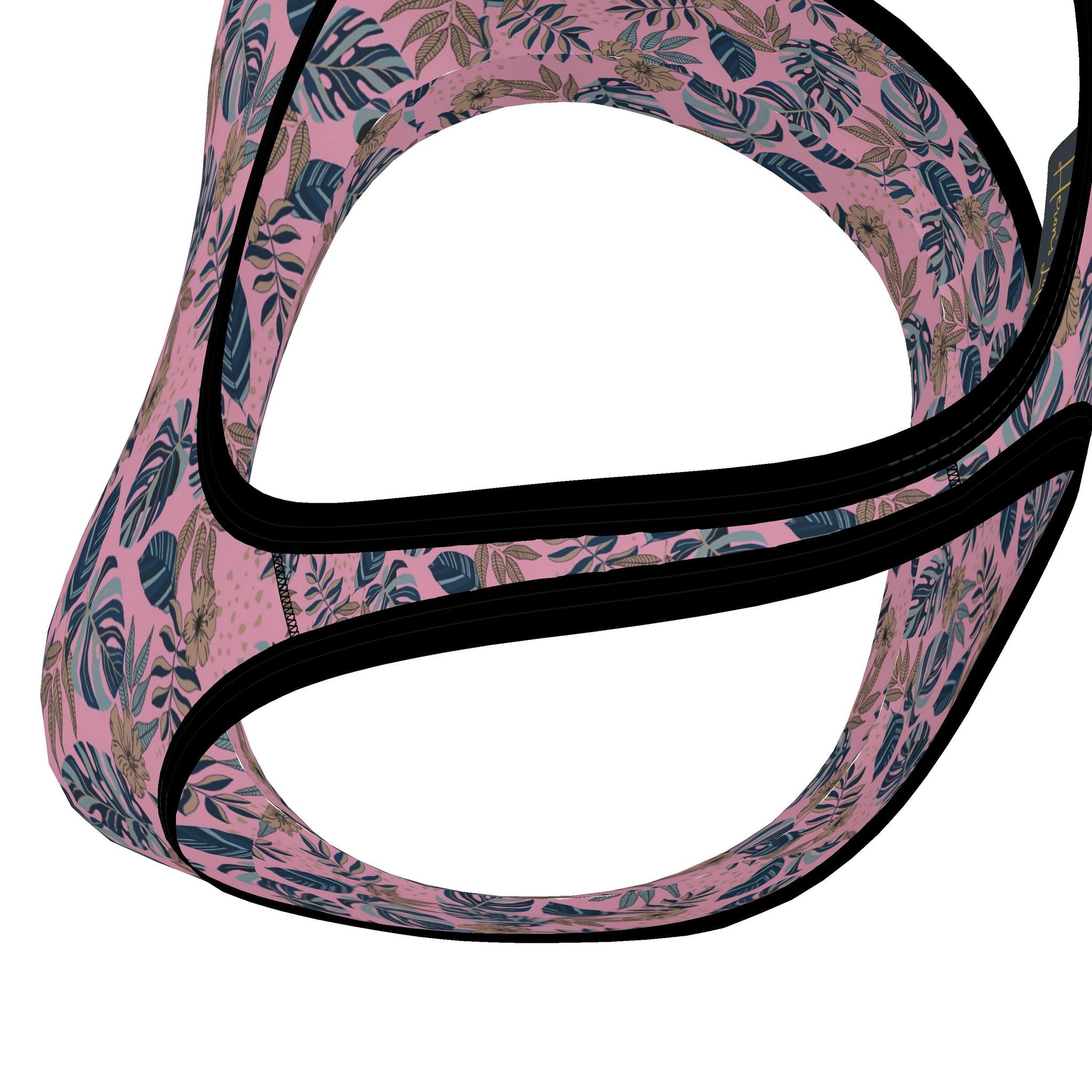 Women's Low Impact Sports Bra — Midnight Monstera Lunaria Rose