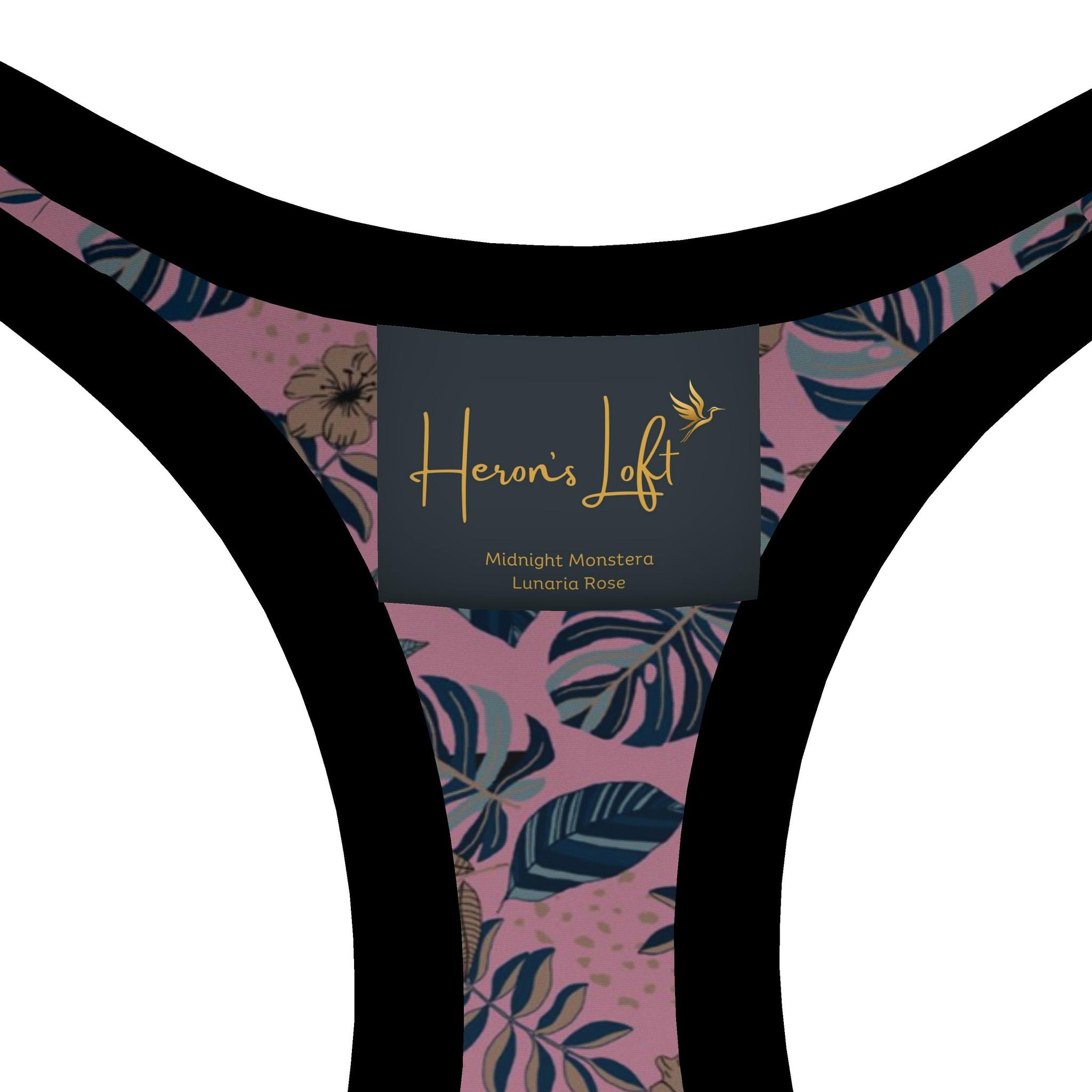 Women's Low Impact Sports Bra — Midnight Monstera Lunaria Rose