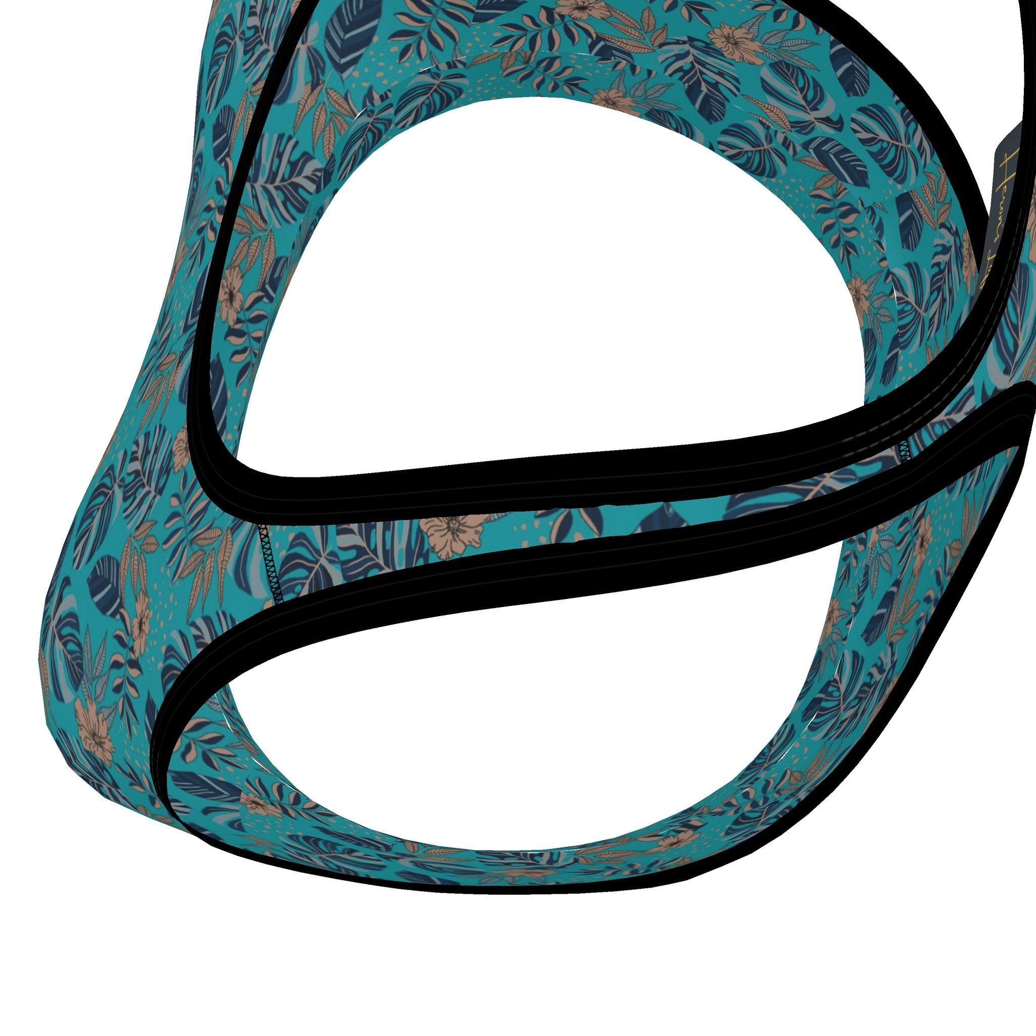Women's Low Impact Sports Bra — Midnight Monstera Cyan Noir