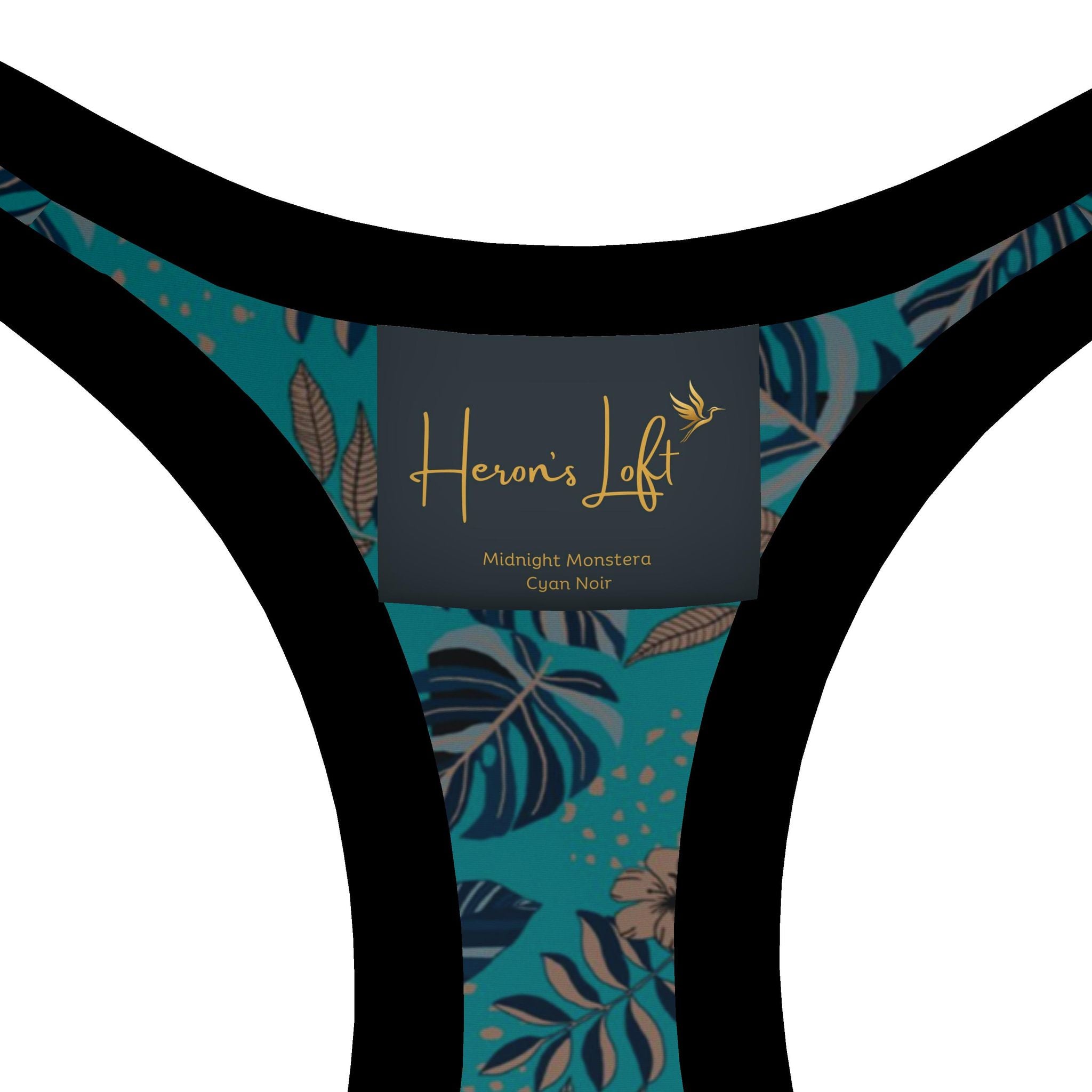 Women's Low Impact Sports Bra — Midnight Monstera Cyan Noir