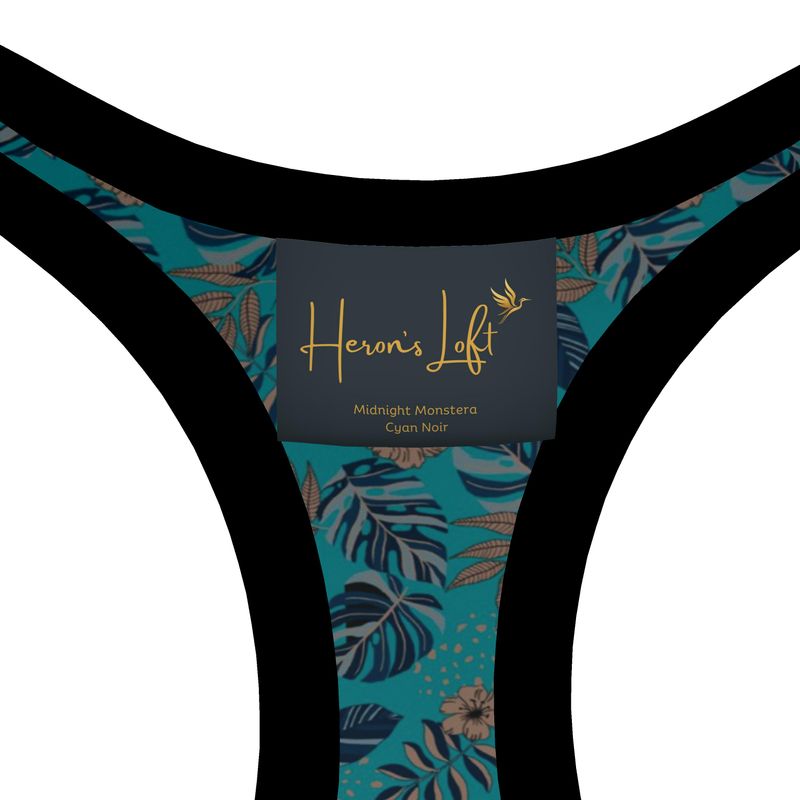 Midnight Monstera Cyan Noir Women's Low Impact Sports Bra