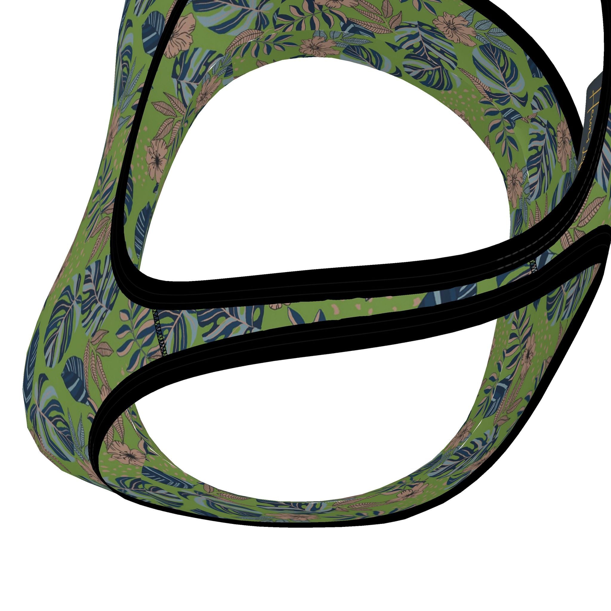 Women's Low Impact Sports Bra — Midnight Monstera Olive Velour