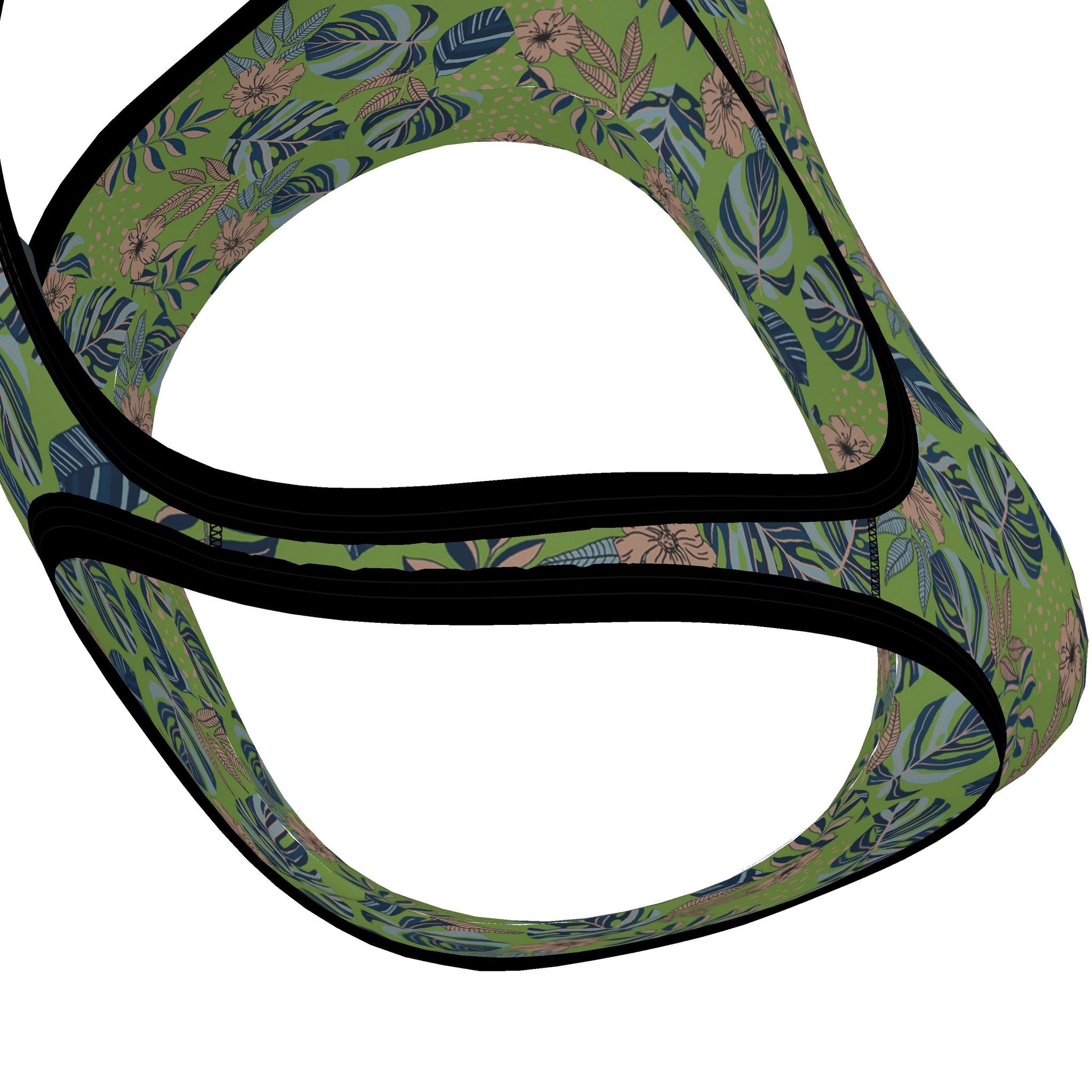 Women's Low Impact Sports Bra — Midnight Monstera Olive Velour