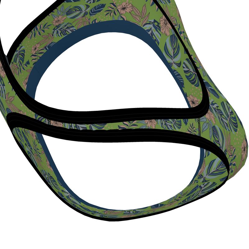 Midnight Monstera Olive Velour Women's Low Impact Sports Bra