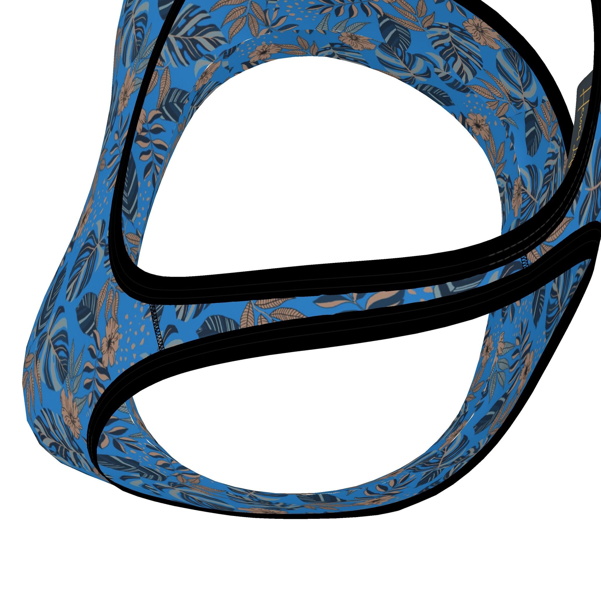Women's Low Impact Sports Bra — Midnight Monstera Azure Blue