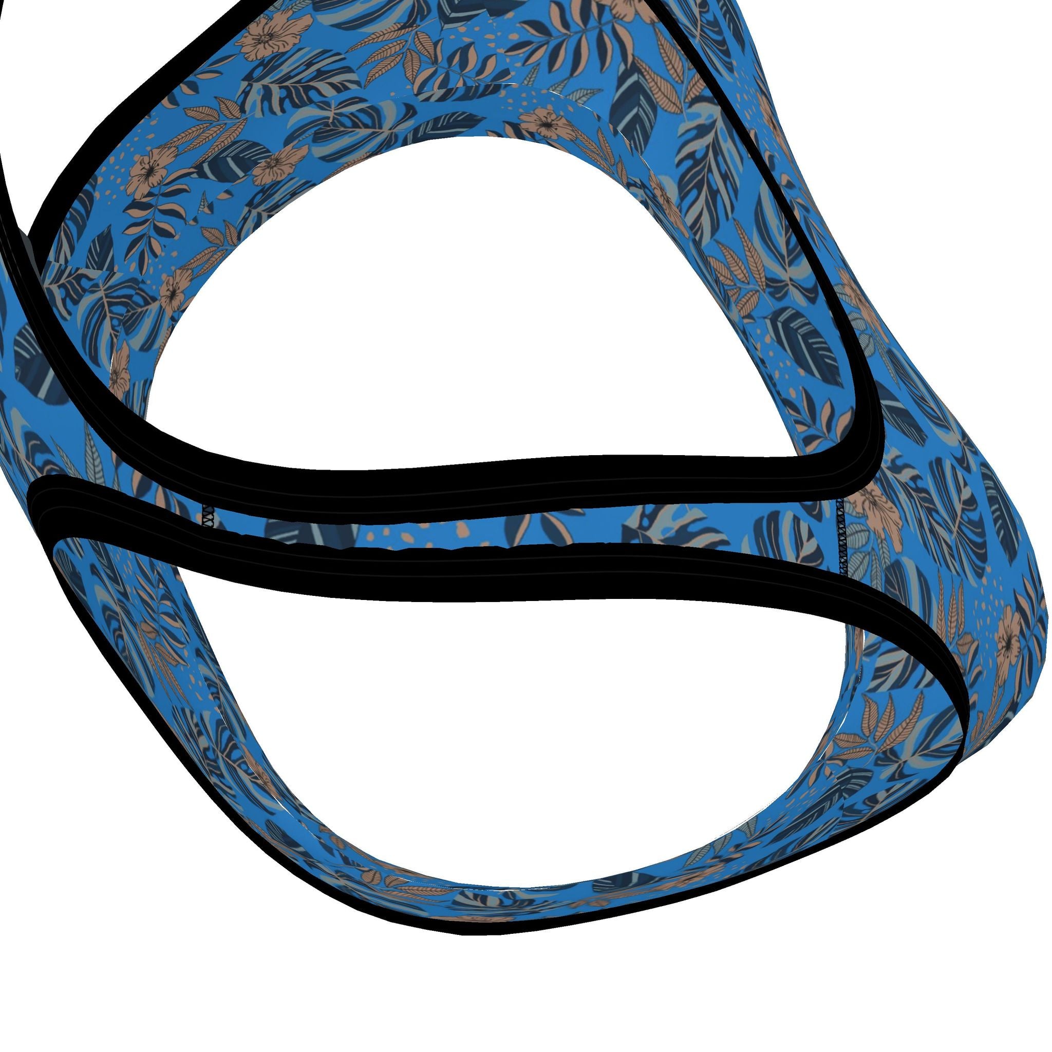 Women's Low Impact Sports Bra — Midnight Monstera Azure Blue