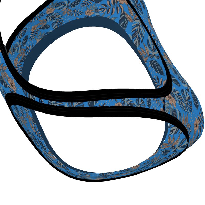 Midnight Monstera Azure Blue Women's Low Impact Sports Bra