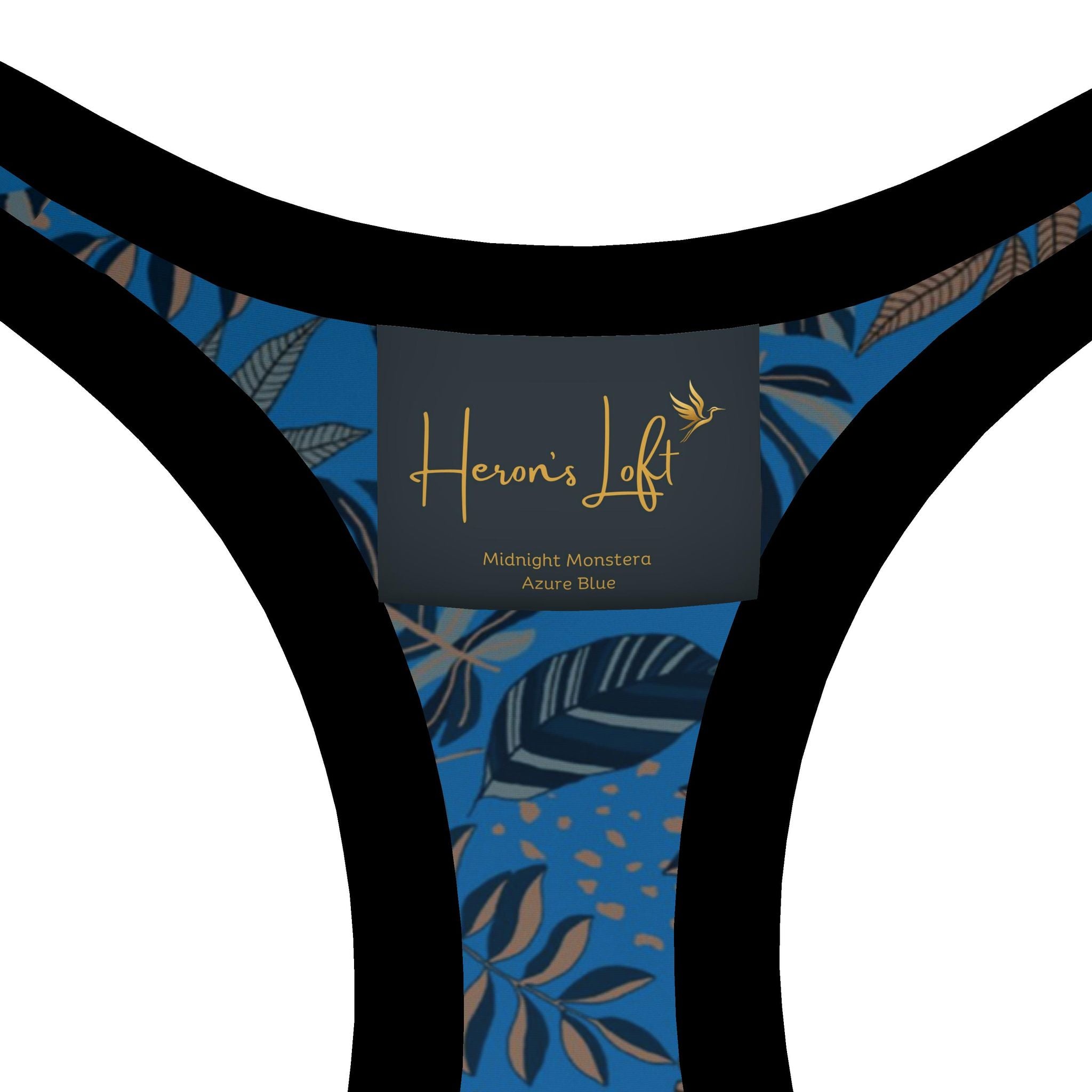 Women's Low Impact Sports Bra — Midnight Monstera Azure Blue