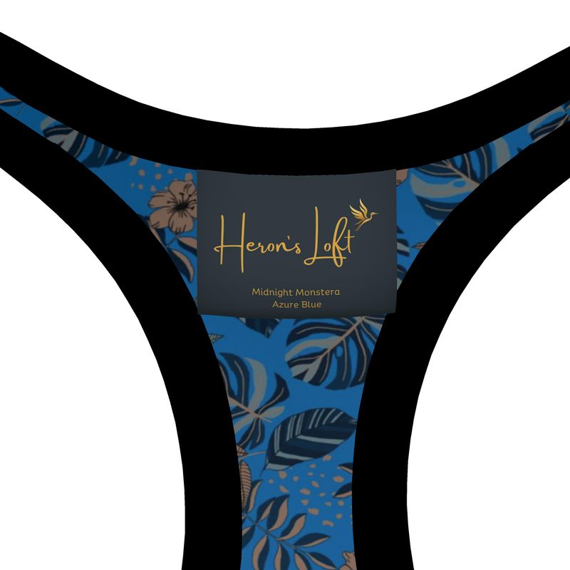 Midnight Monstera Azure Blue Women's Low Impact Sports Bra