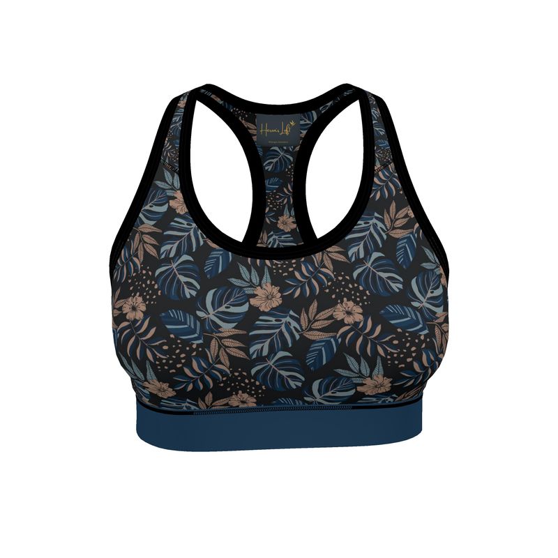 Midnight Monstera Women's Low Impact Sports Bra