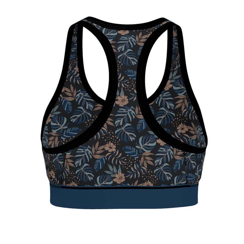 Midnight Monstera Women's Low Impact Sports Bra