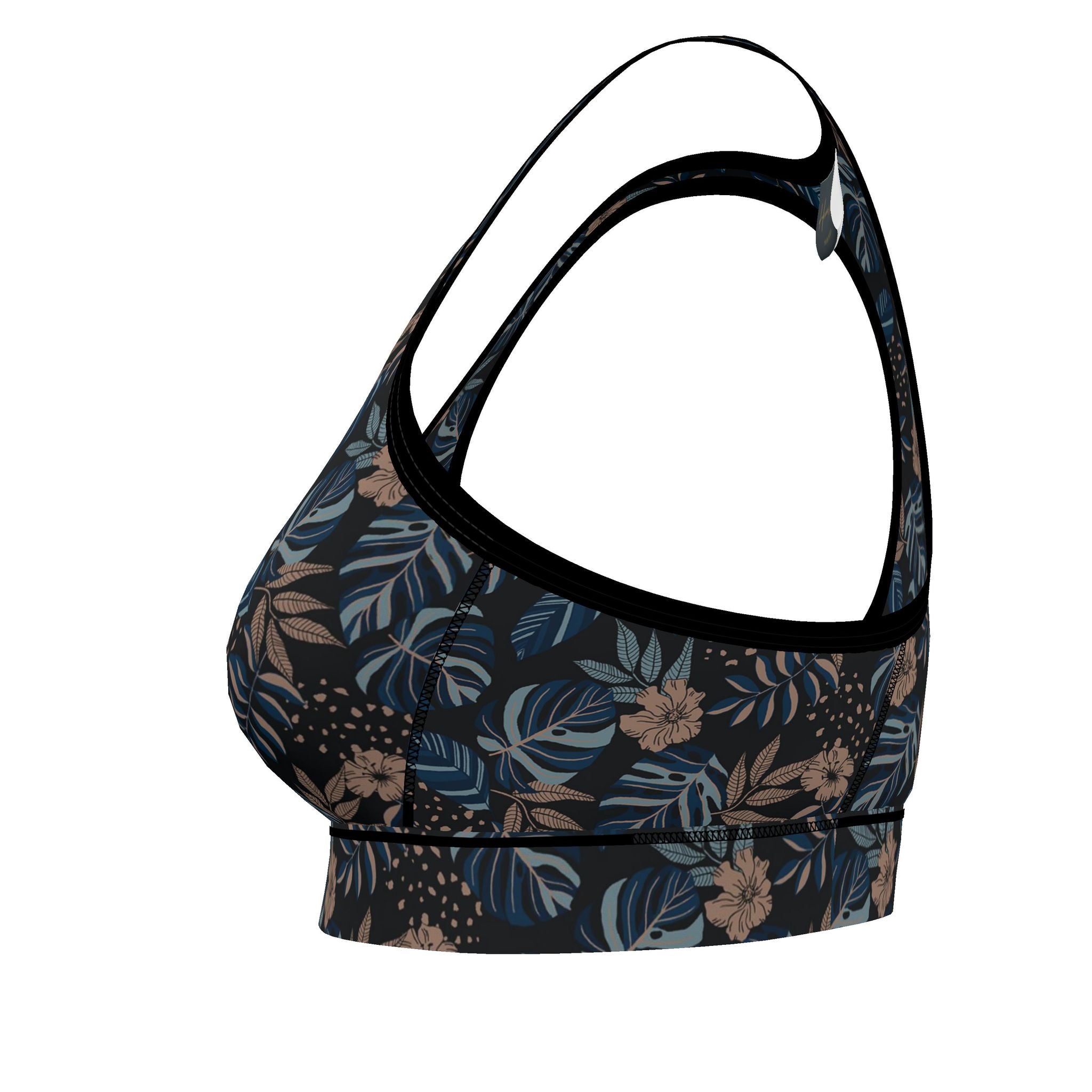 Women's Low Impact Sports Bra — Midnight Monstera