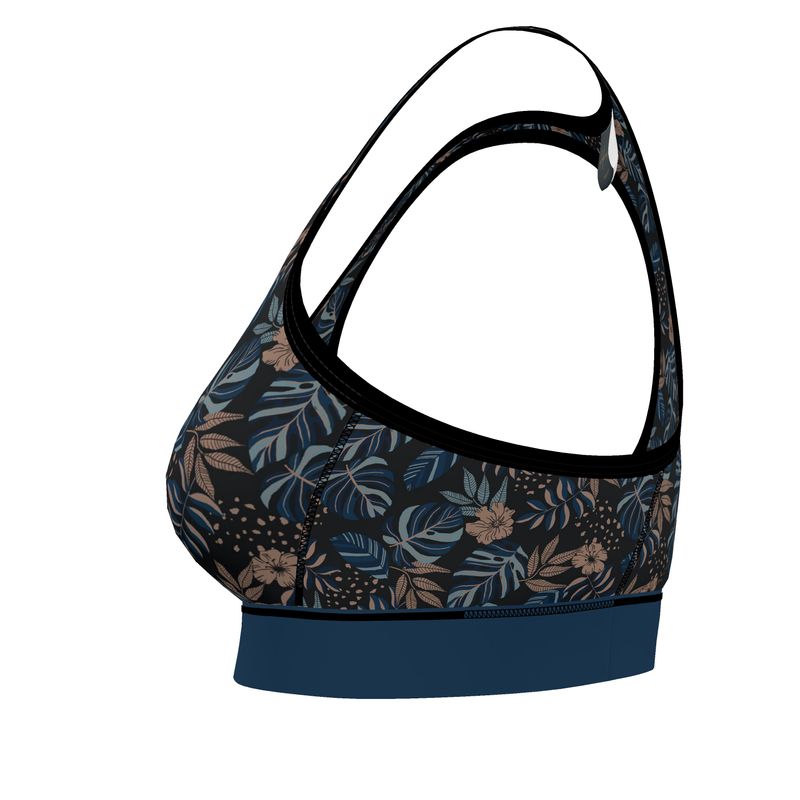 Midnight Monstera Women's Low Impact Sports Bra