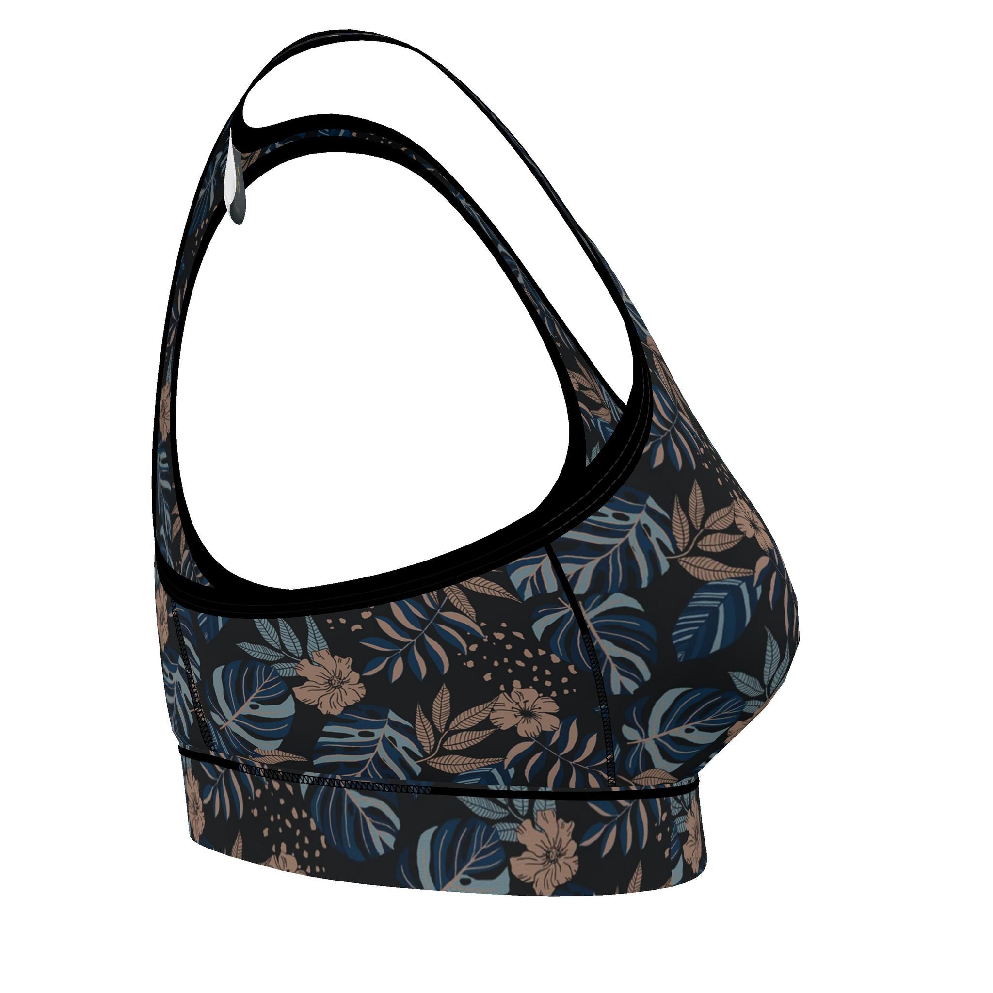 Women's Low Impact Sports Bra — Midnight Monstera