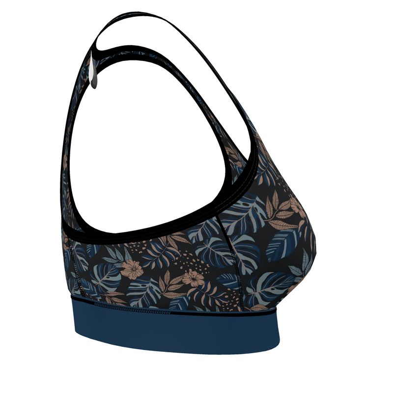 Midnight Monstera Women's Low Impact Sports Bra