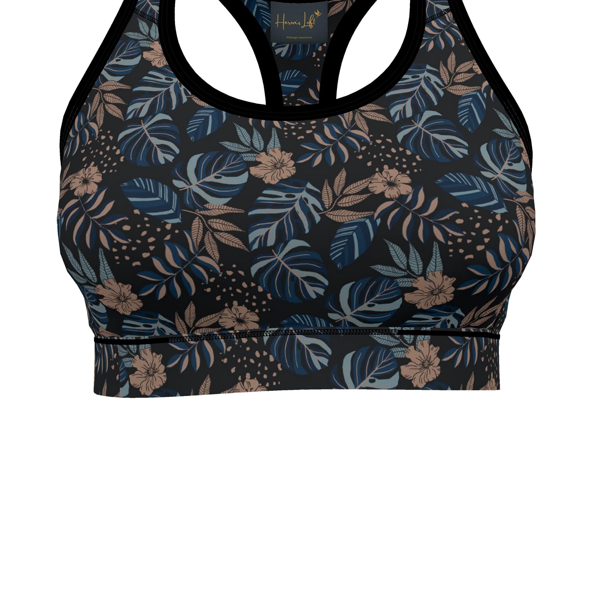 Women's Low Impact Sports Bra — Midnight Monstera