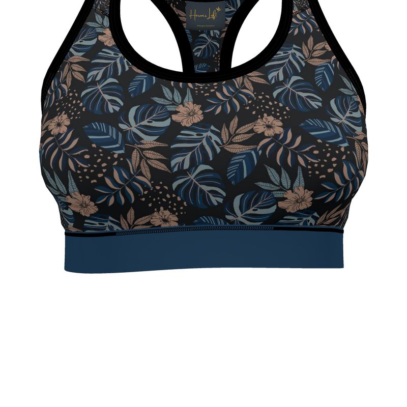 Midnight Monstera Women's Low Impact Sports Bra