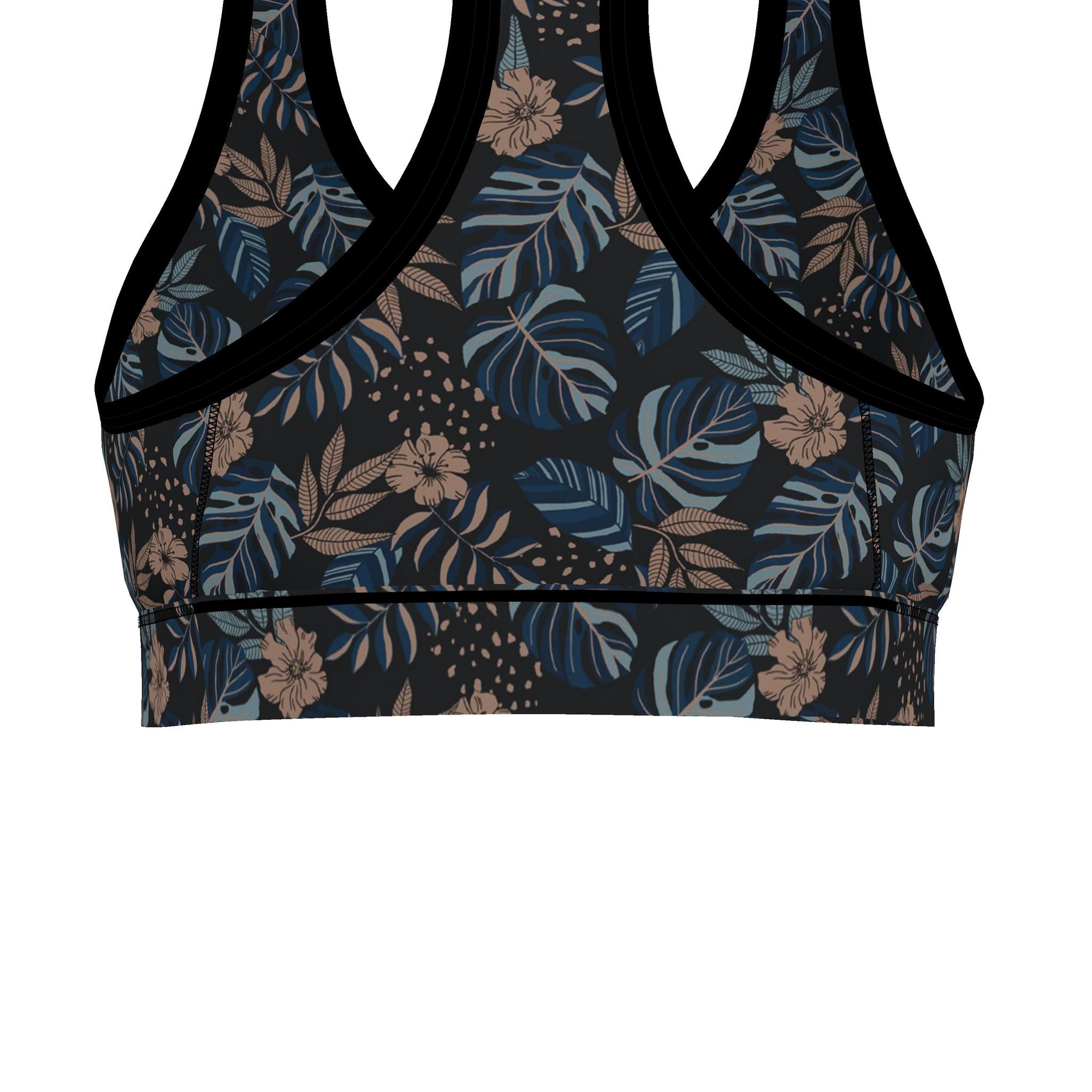 Women's Low Impact Sports Bra — Midnight Monstera