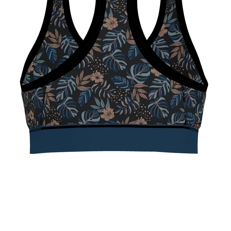 Midnight Monstera Women's Low Impact Sports Bra