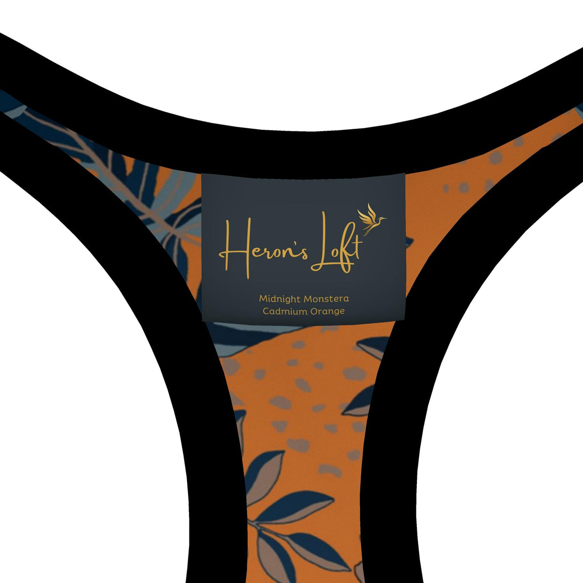 Women's Low Impact Sports Bra — Midnight Monstera Cadmium Orange