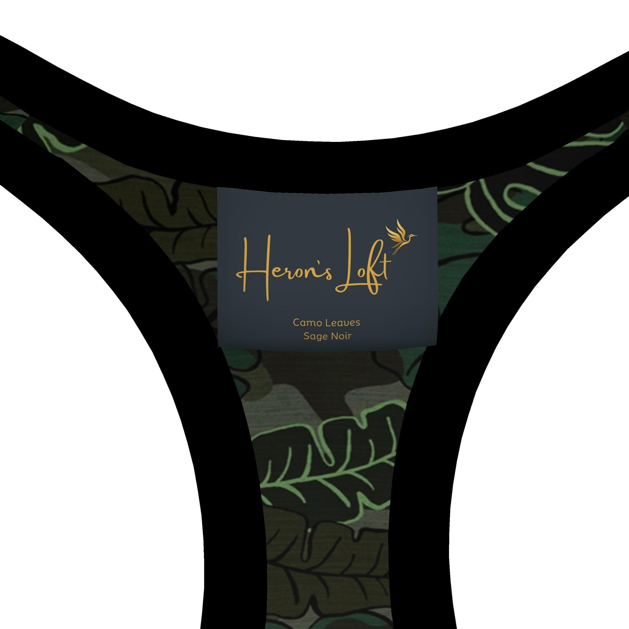 Women's Low Impact Sports Bra — Camo Leaves Sage Noir