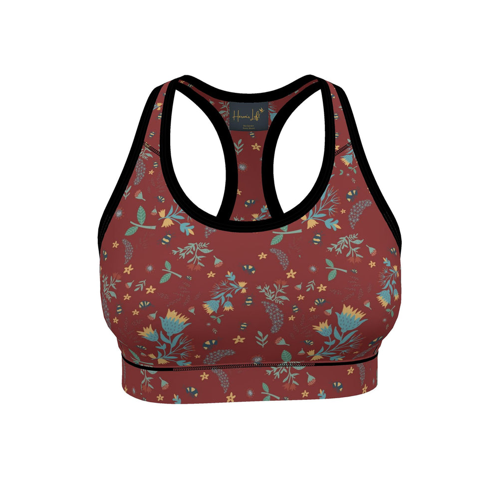 Women's Low Impact Sports Bra — Bee Garden Rustic Bloom