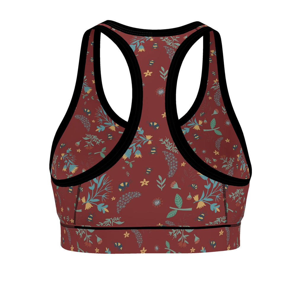 Women's Low Impact Sports Bra — Bee Garden Rustic Bloom