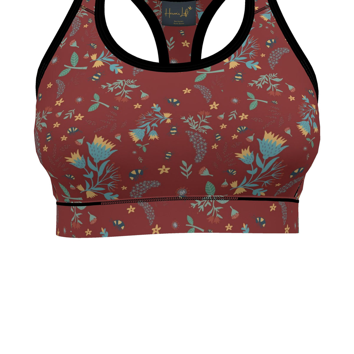 Women's Low Impact Sports Bra — Bee Garden Rustic Bloom