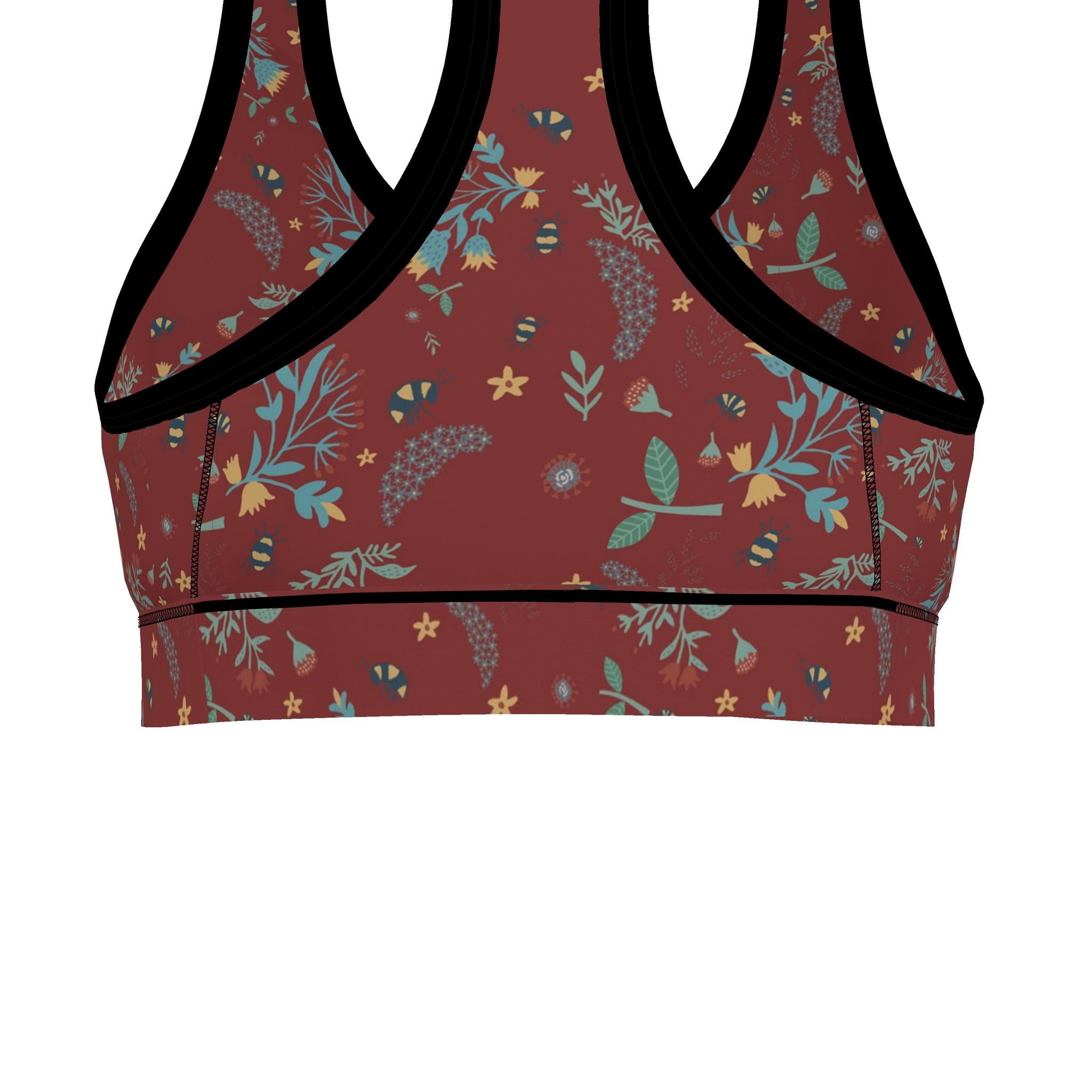 Women's Low Impact Sports Bra — Bee Garden Rustic Bloom