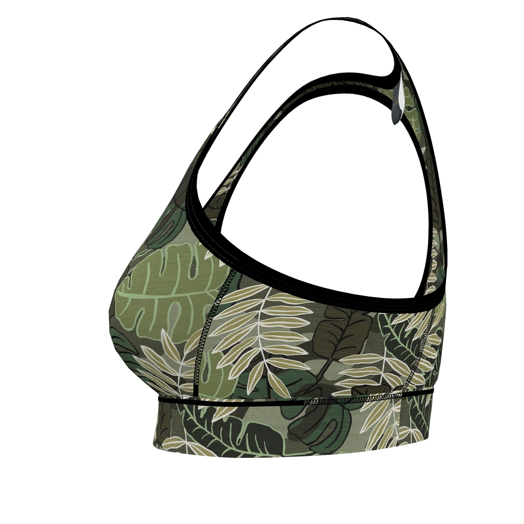 Women's Low Impact Sports Bra — Camo Leaves