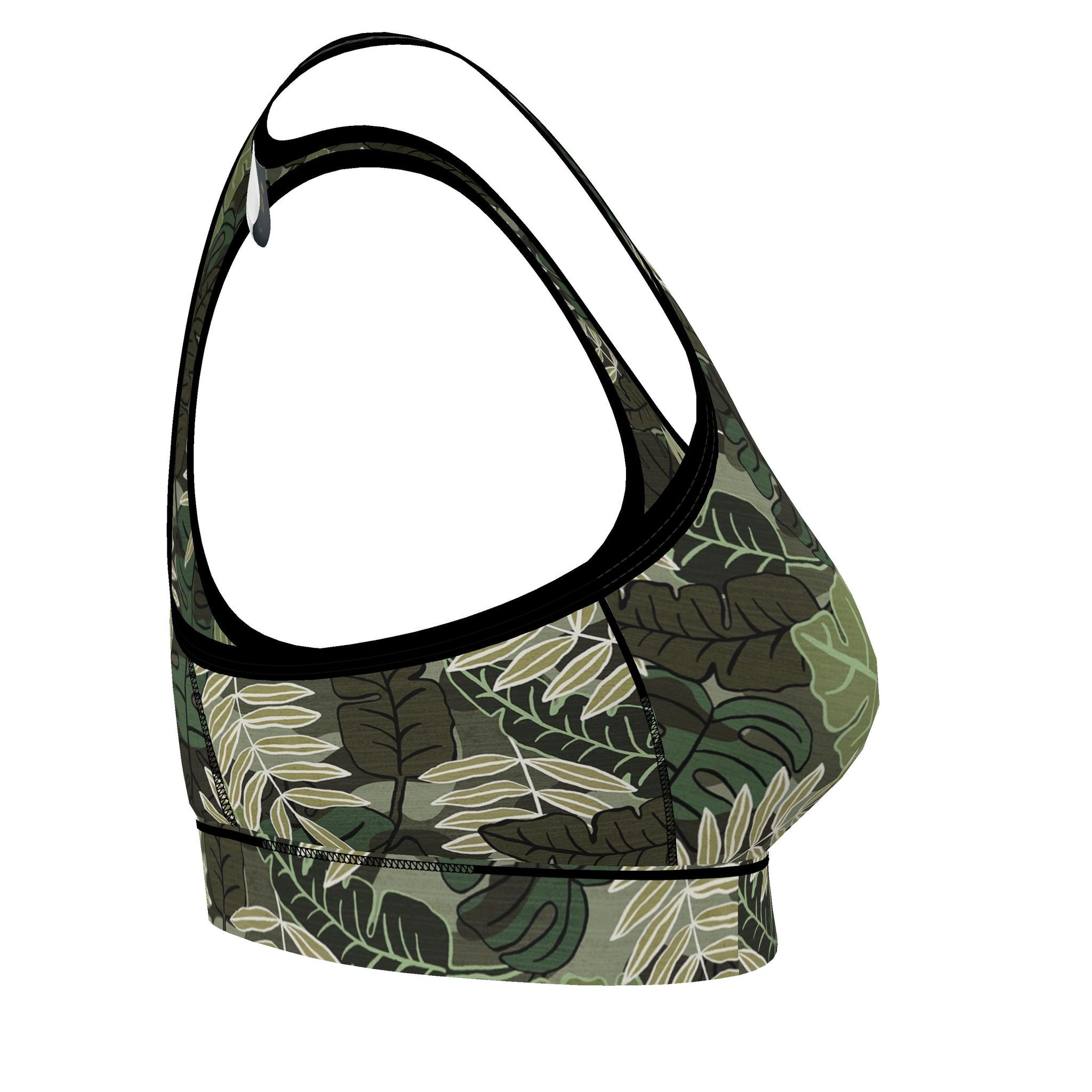 Women's Low Impact Sports Bra — Camo Leaves