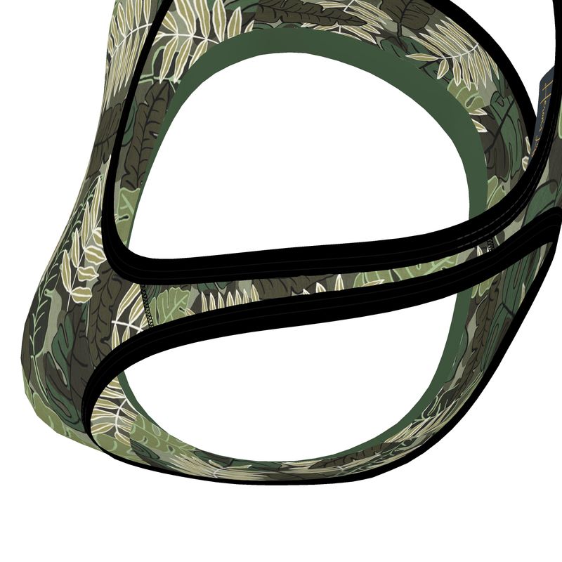 Camo Leaves Women's Low Impact Sports Bra (Black Rim Trim)