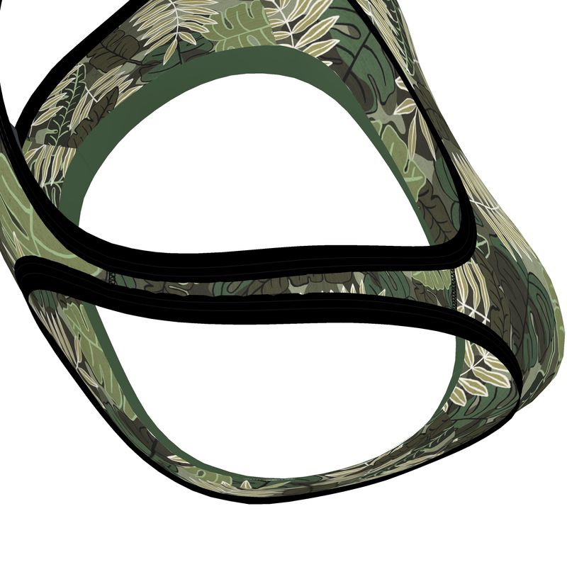 Camo Leaves Women's Low Impact Sports Bra (Black Rim Trim)